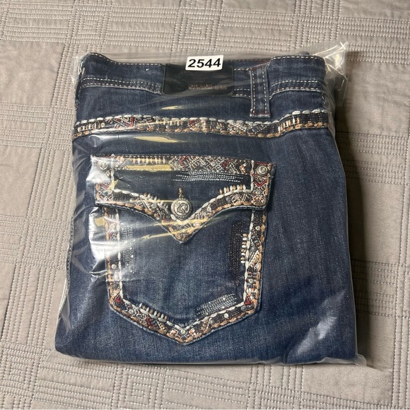 Grace in LA Womens Jeans Size 19 Embroidered Studded Denim Cowgirl Rodeo Western - Picture 13 of 14